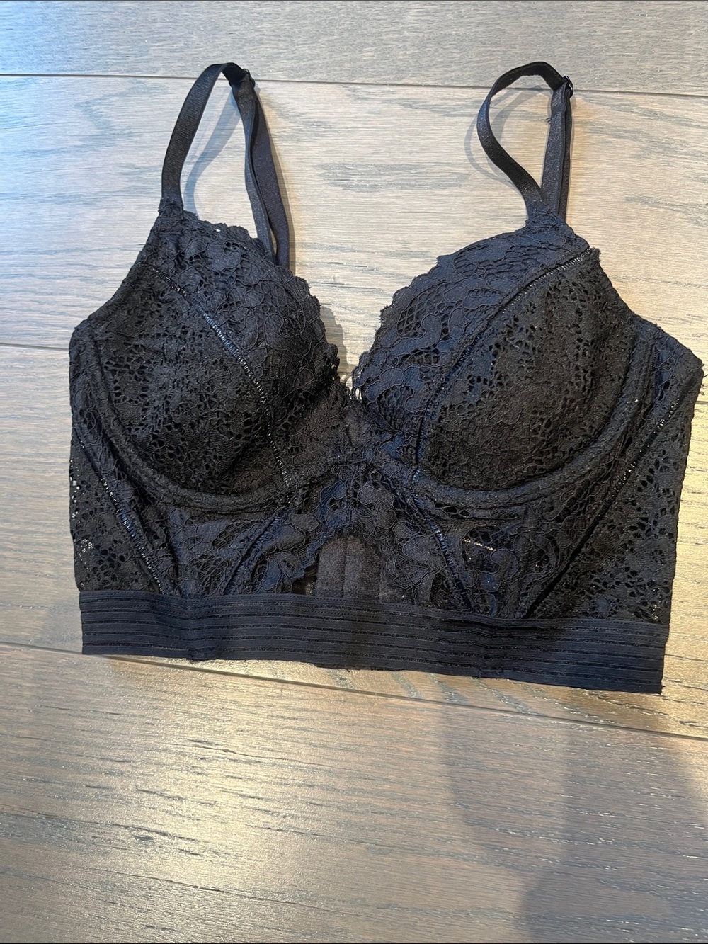 Victoria's Secret Black Lace Longline Bralette